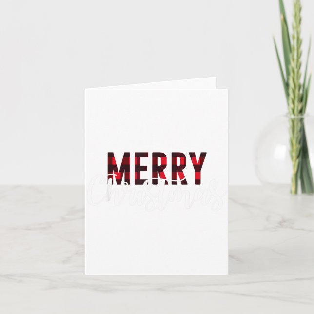 Cartão Merry Christmas Plaid Graphic Christmas Letter Pri (Frente)