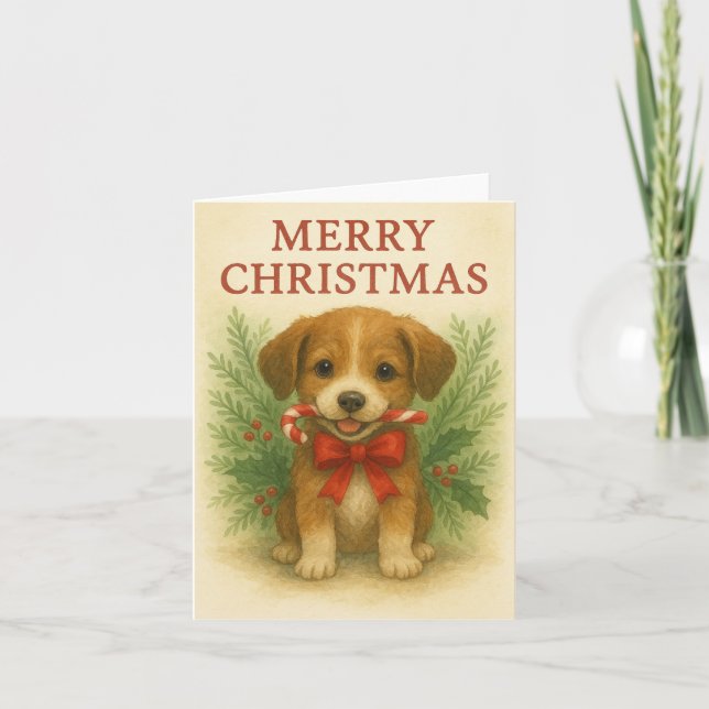 Cartão Merry Christmas Puppy Card (Frente)