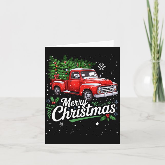 Cartão Merry Christmas Red Truck Family Matching Christma (Frente)