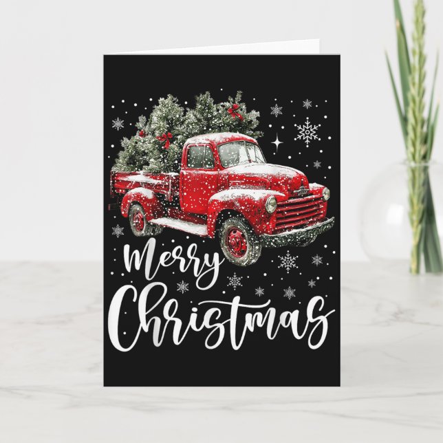 Cartão Merry Christmas Red Truck Family Matching Christma (Frente)