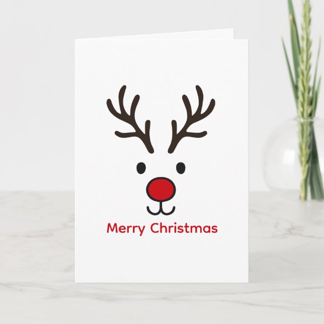 Cartão Merry Christmas Reindeer Cute Xmas Personalized  (Frente)