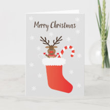 Merry Christmas Reindeer Stocking Candy Cane