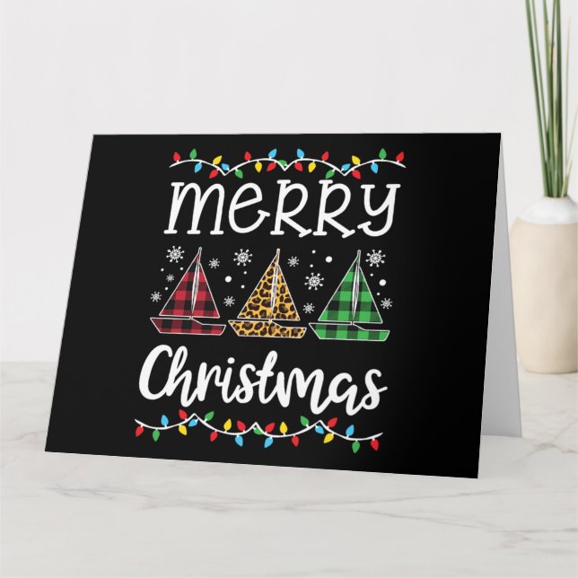 Cartão Merry Christmas Sailboat Sailing Lover Xmas Gift (Frente)