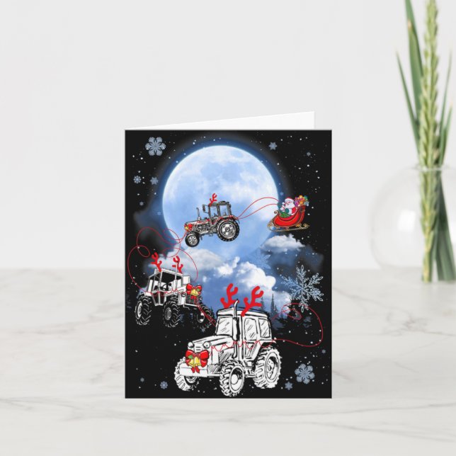 Cartão Merry Christmas Santa Ride Truck Sleigh Xmas Paj T (Frente)