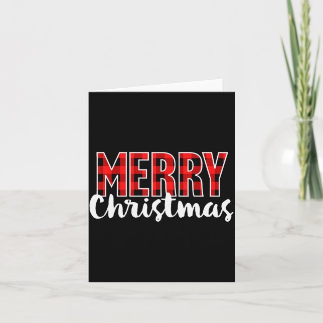 Cartão Merry Christmas Shirt Women Men Kids Red Buffalo P (Frente)