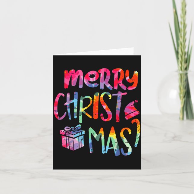 Cartão Merry Christmas Tie-dye Xmas Holiday Men Women Kid (Frente)
