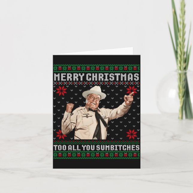 Cartão Merry Christmas To All You Sumes Ugly Sweater Vint (Frente)