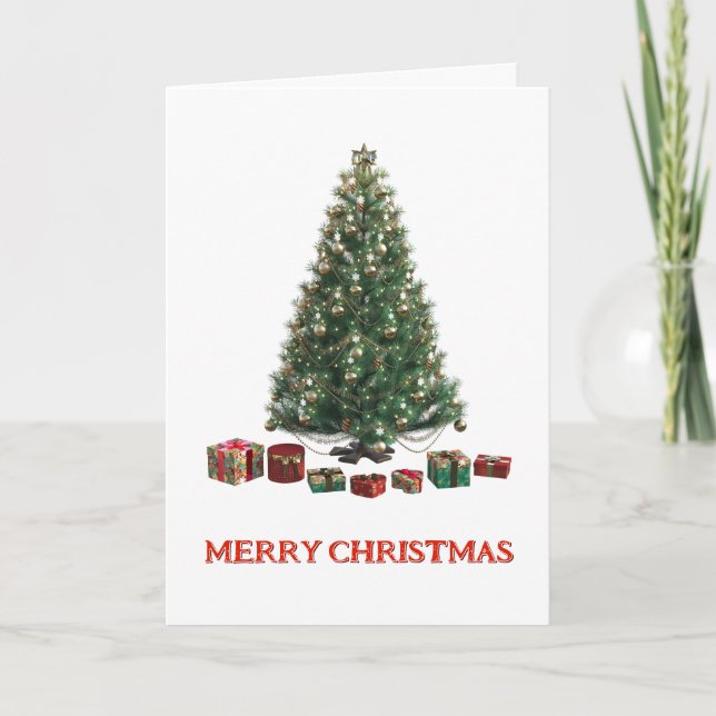 Cartão Merry Christmas. Tree (design 1) Folded Card (Frente)