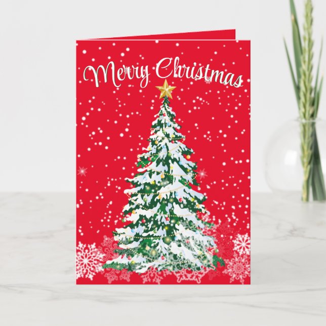 Cartão Merry Christmas Tree Folded Greeting Card (Frente)