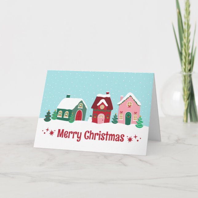 Cartão Merry Christmas Village Greeting Card (Frente)