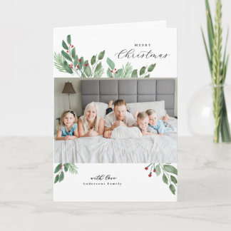 Cartão Merry Christmas Watercolor