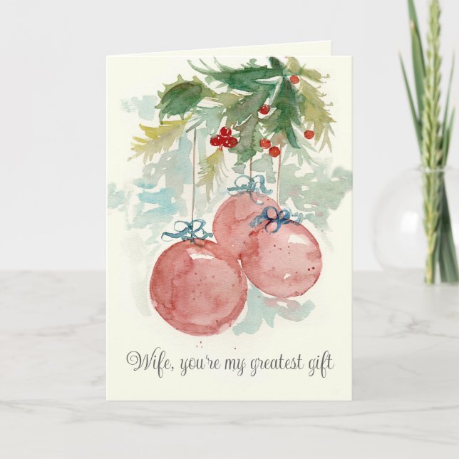 Cartão Merry Christmas Wife Greatest Gift Ornaments (Frente)