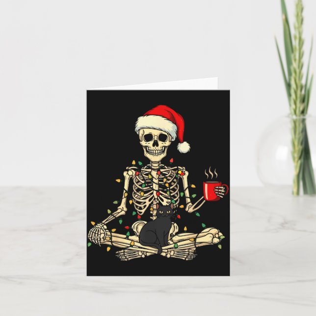Cartão Merry Christmas Xmas Skull Skeleton Funny Matching (Frente)