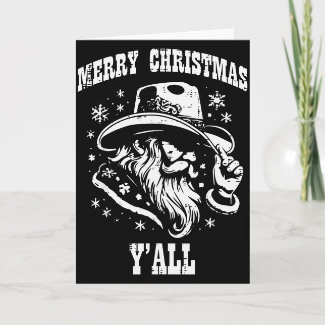 Cartão Merry Christmas Yall Santa Cowboy Xmas Country Men (Frente)