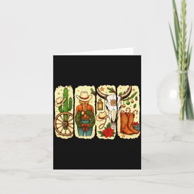 Cartão Merry Christmas Y'all Western Country Howdy Cowgir (Frente)