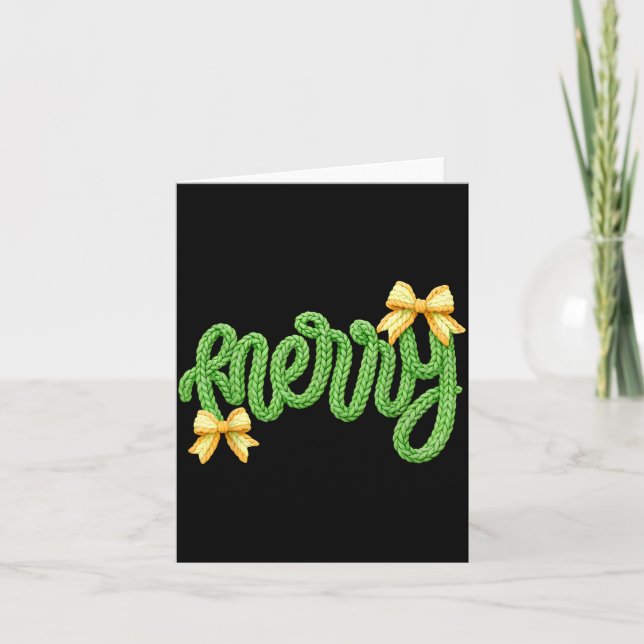 Cartão Merry Christmas Yarn Crochet Funny Xmas Pajamas Ho (Frente)