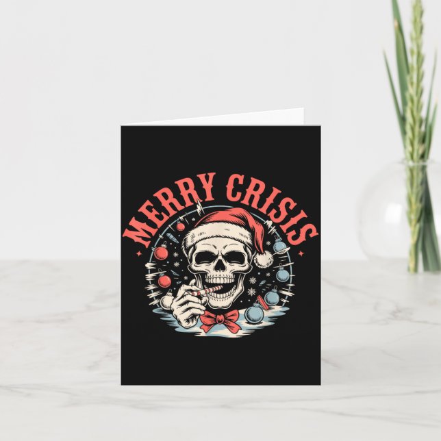 Cartão Merry Crisis Dark Humor Sarcastic Christmas Goth P (Frente)