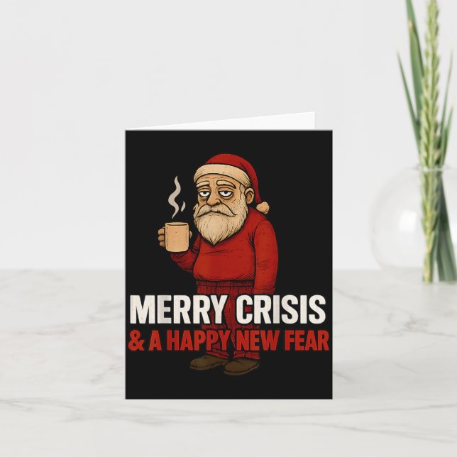 Cartão Merry Crisis Happy New Fear Year 2026 Funny Adult  (Frente)