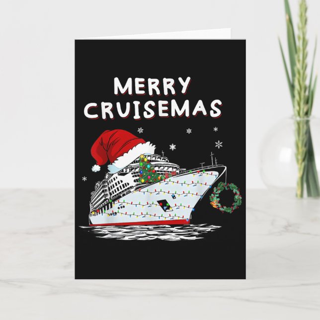 Cartão Merry Cruisemas Cruise Ship Santa Hat Christmas Ho (Frente)