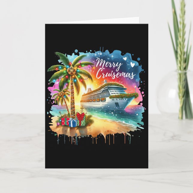 Cartão Merry Cruisemas Family Cruise Christmas Funny Boat (Frente)