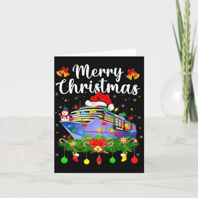 Cartão Merry Cruisemas Xmas Lighting Santa Cruise Ship Ch (Frente)