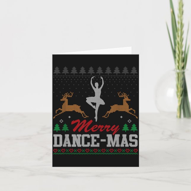 Cartão Merry Dance-mas Ballet Dancer Ugly Christmas Balle (Frente)