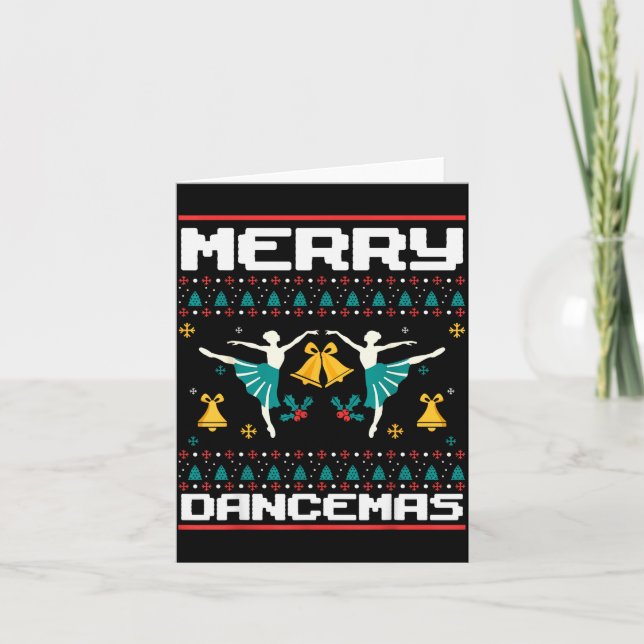 Cartão Merry Dancemas Ballet Dancers Ugly Christmas Xmas  (Frente)