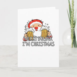 Cartão Merry Drunk I'm Christmas Santa Claus Beer