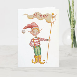 Cartão Merry Elf holiday greeting card
