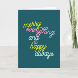 Cartão Merry Everything Happy Always Mint Teal Holiday