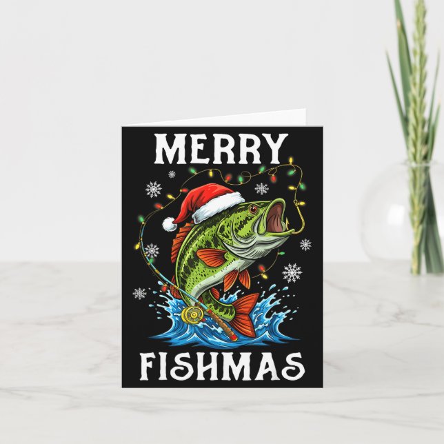 Cartão Merry Fishmas Santa Fishing Lovers Funny Fisherman (Frente)