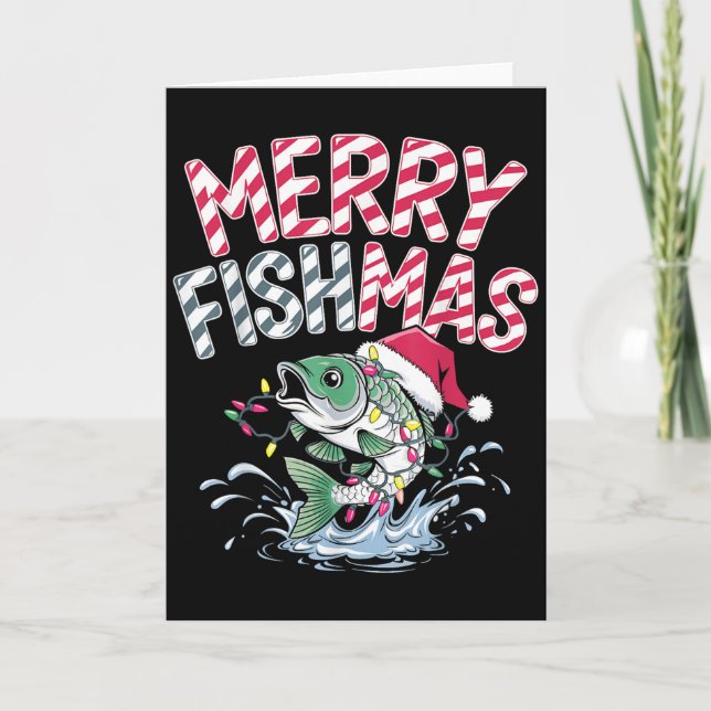 Cartão Merry Fishmas Santa Fishing Lovers Funny Fisherman (Frente)