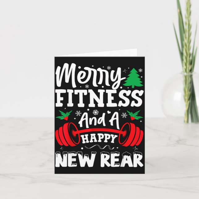 Cartão Merry Fitness Happy New Rear Workout Christmas  (Frente)