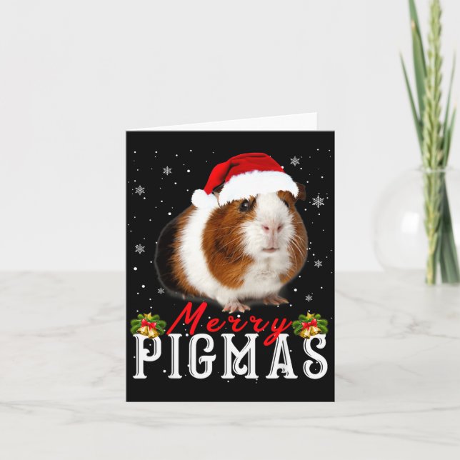 Cartão Merry Gmas Face Mask Funny Guinea G Christmas Sant (Frente)