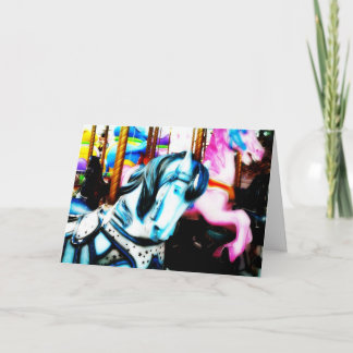 Cartão Merry-go-round horses Birthday Card