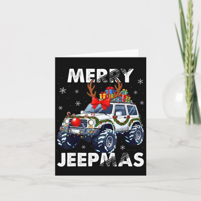 Cartão Merry Jeepmas Ugly Light Reindeer Christmas  (Frente)