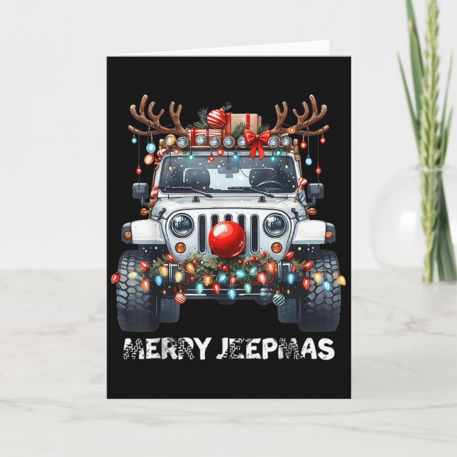 Cartão Merry Jeepmas Ugly Light Reindeer Christmas  (Frente)