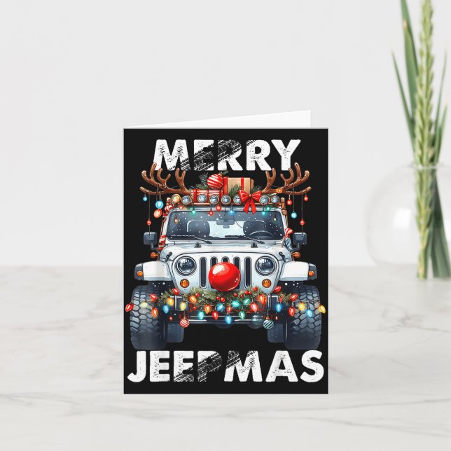 Cartão Merry Jeepmas Ugly Light Reindeer Christmas  (Frente)