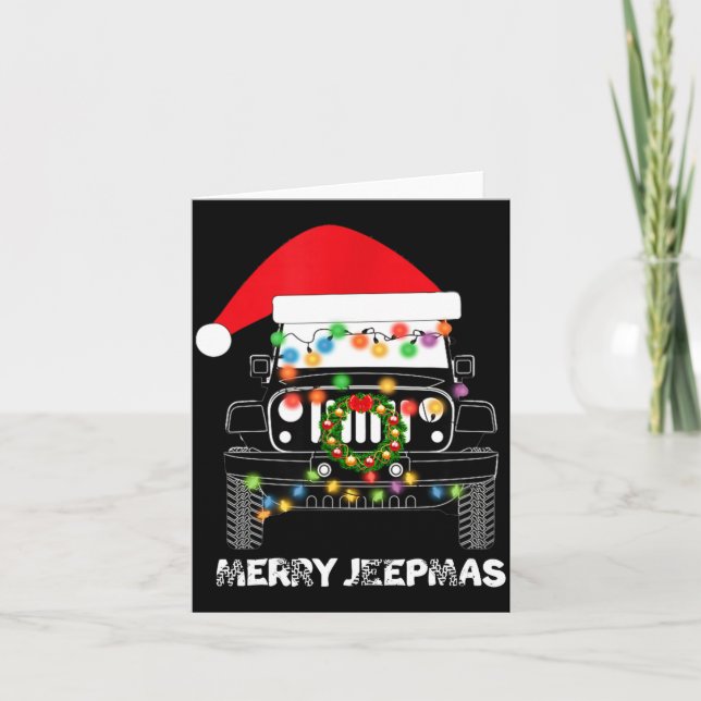 Cartão Merry Jeepmas Ugly Light Reindeer Christmas Long S (Frente)