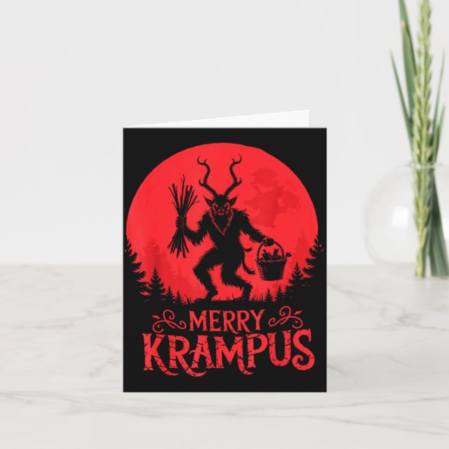 Cartão Merry Krampus Christmas Xmas Horror Ugly Sweater E (Frente)