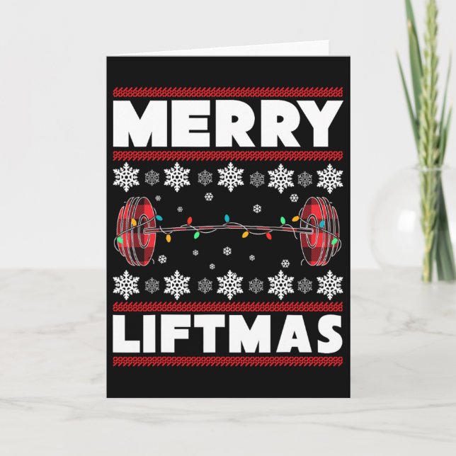 Cartão Merry Liftmas Fun Christmas Gym Workout Fitness Gi (Frente)