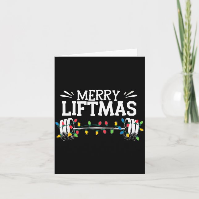 Cartão Merry Liftmas Weightlifter Fitness  (Frente)