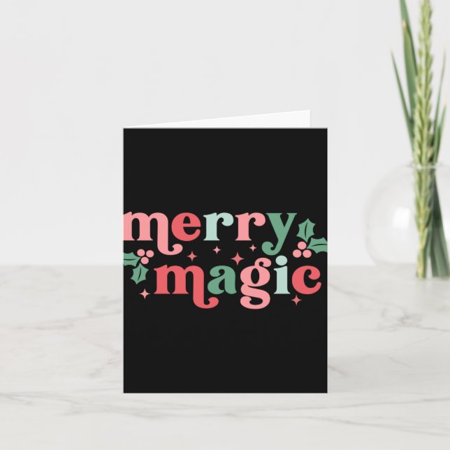 Cartão Merry Magic Colorful Holiday Tygraphy  (Frente)