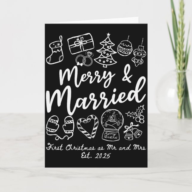 Cartão Merry Married First Christmas As Mr And Mrs 2025 N (Frente)