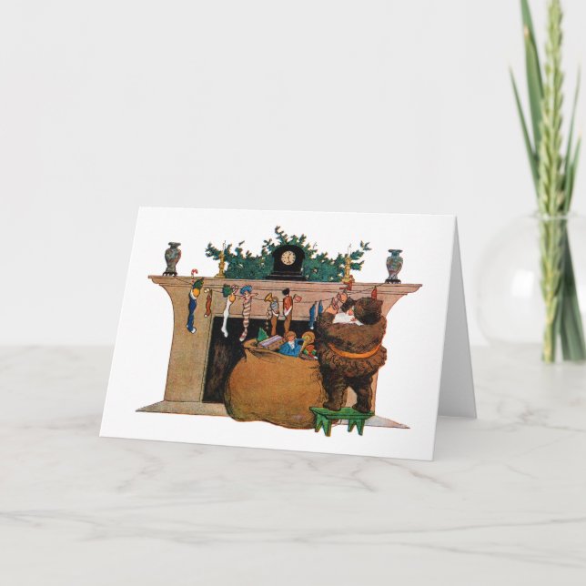 Cartão Merry Old Christmas Elf, Jessie Willcox Smith (Frente)