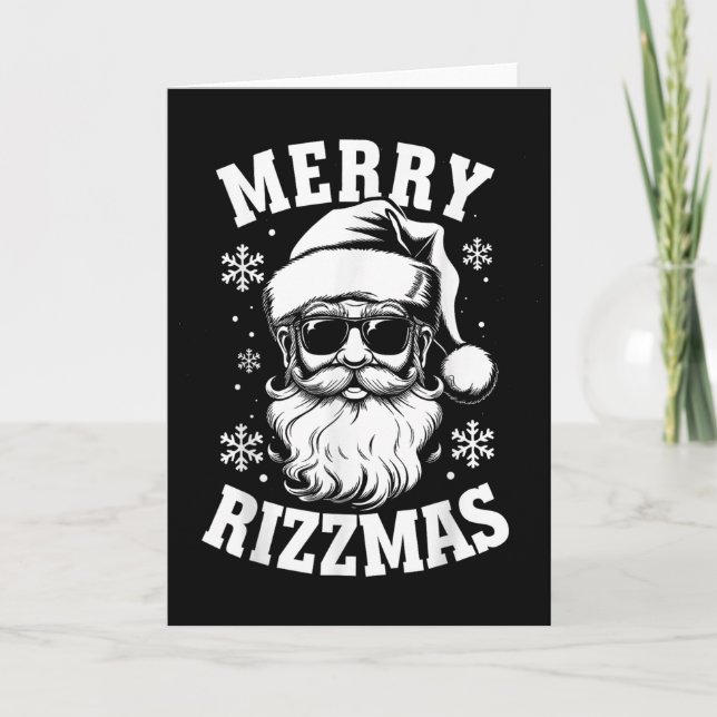 Cartão Merry Rizzmas Funny Christmas Santa Claus Happy Ch (Frente)