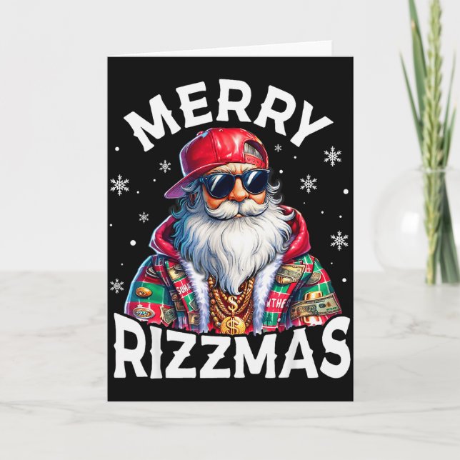 Cartão Merry Rizzmas Santa Sungles Pajamas Holiday Christ (Frente)