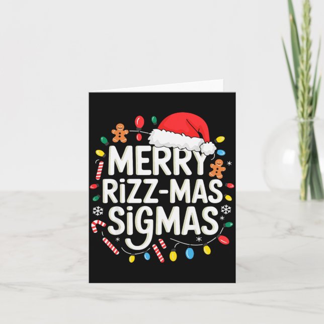 Cartão Merry Rizzmas Sigmas Funny Christmas Pajamas Rizzl (Frente)