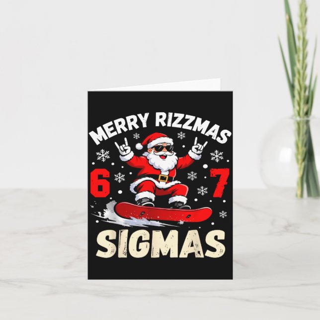 Cartão Merry Rizzmas Sigmas Santa 67 Six Seven  (Frente)