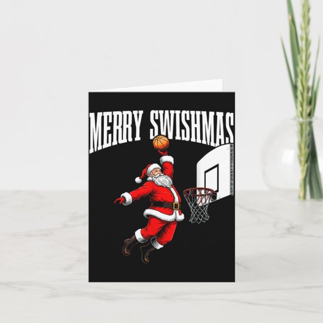 Cartão Merry Swishmas Basketball Ugly Christmas Xmas Men  (Frente)